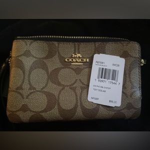 Coach double zipper wristlet wallet